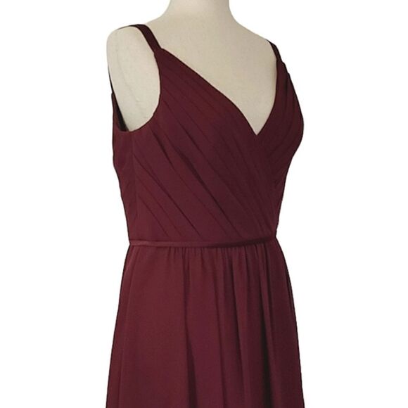 Sorrela Vita Wine V-neck Pleated Double Strap Chiffon Special Occasion Dress 12 - Picture 5 of 8